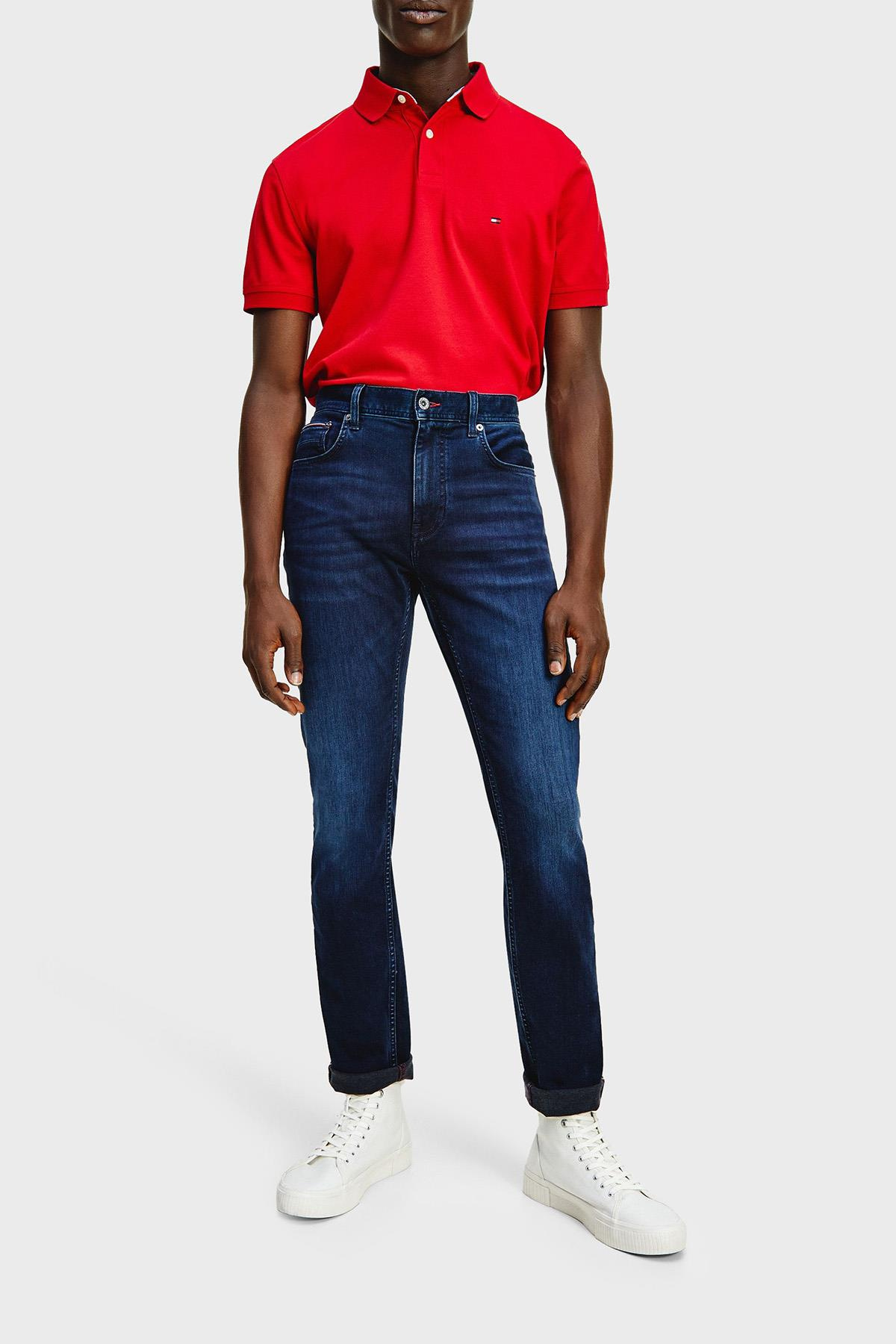 Tommy Hilfiger Tommy Hilfiger Erkek Dokuma Polo Yaka Kısa Kol Günlük Kırmızı Polo Yaka T-Shirt MW0MW17770-XLG