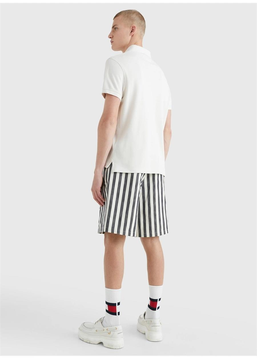 Tommy Hilfiger Tommy Hilfiger Erkek Dokuma Polo Yaka Kısa Kol Günlük Ekru Polo Yaka T-Shirt MW0MW17770-AC0
