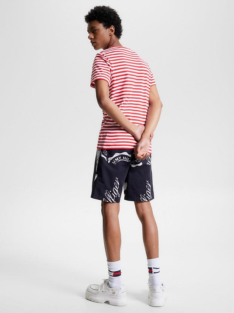 Tommy Hilfiger Tommy Hilfiger Erkek Dokuma Kumaş Kısa Kol Düz Model Kırmızı Beyaz T-Shirt MW0MW10800-0EW