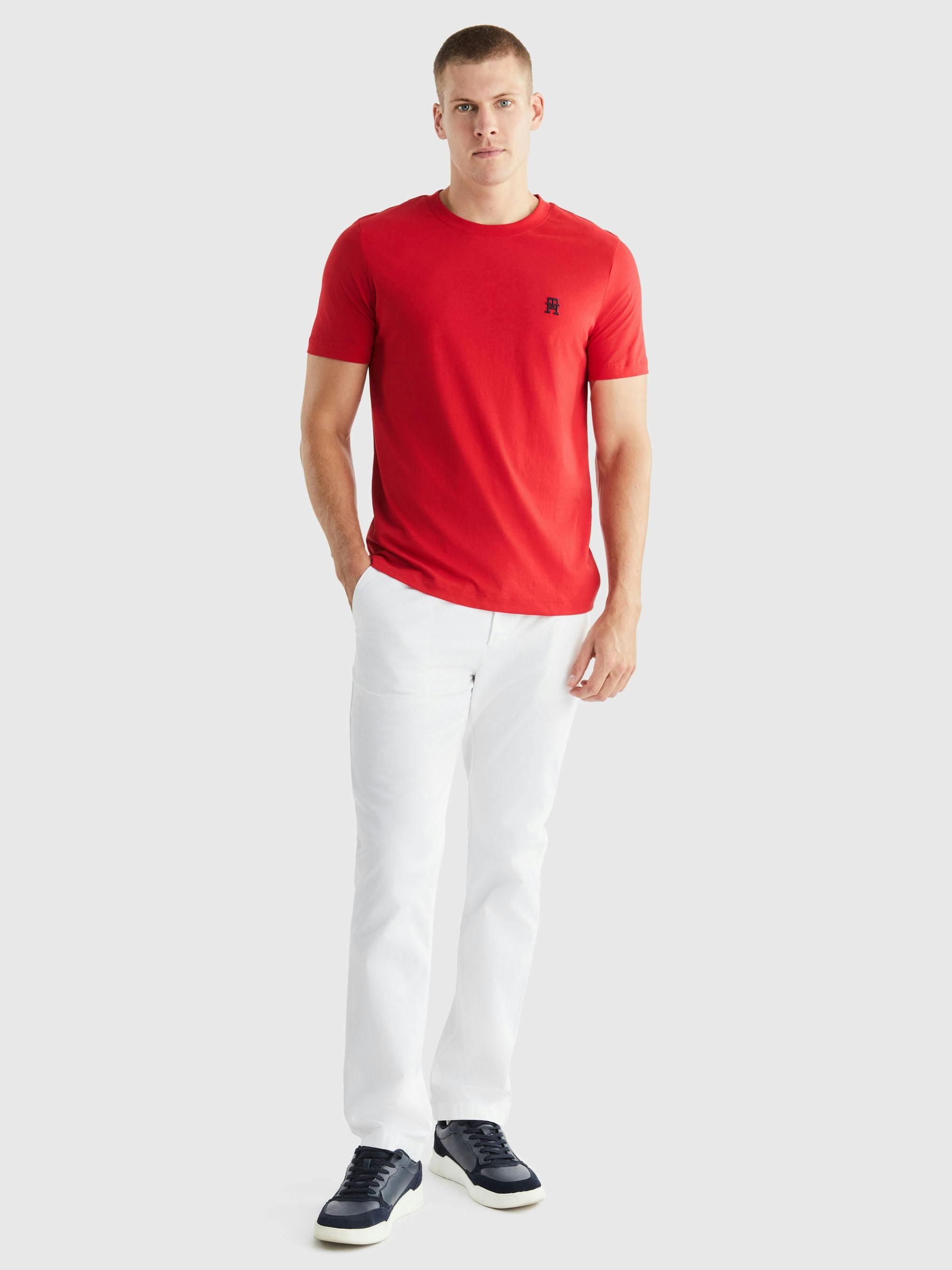 Tommy Hilfiger Tommy Hilfiger Erkek Dokuma Kumaş Kısa Kol Düz Model Kırmızı T-Shirt MW0MW33987-XLG