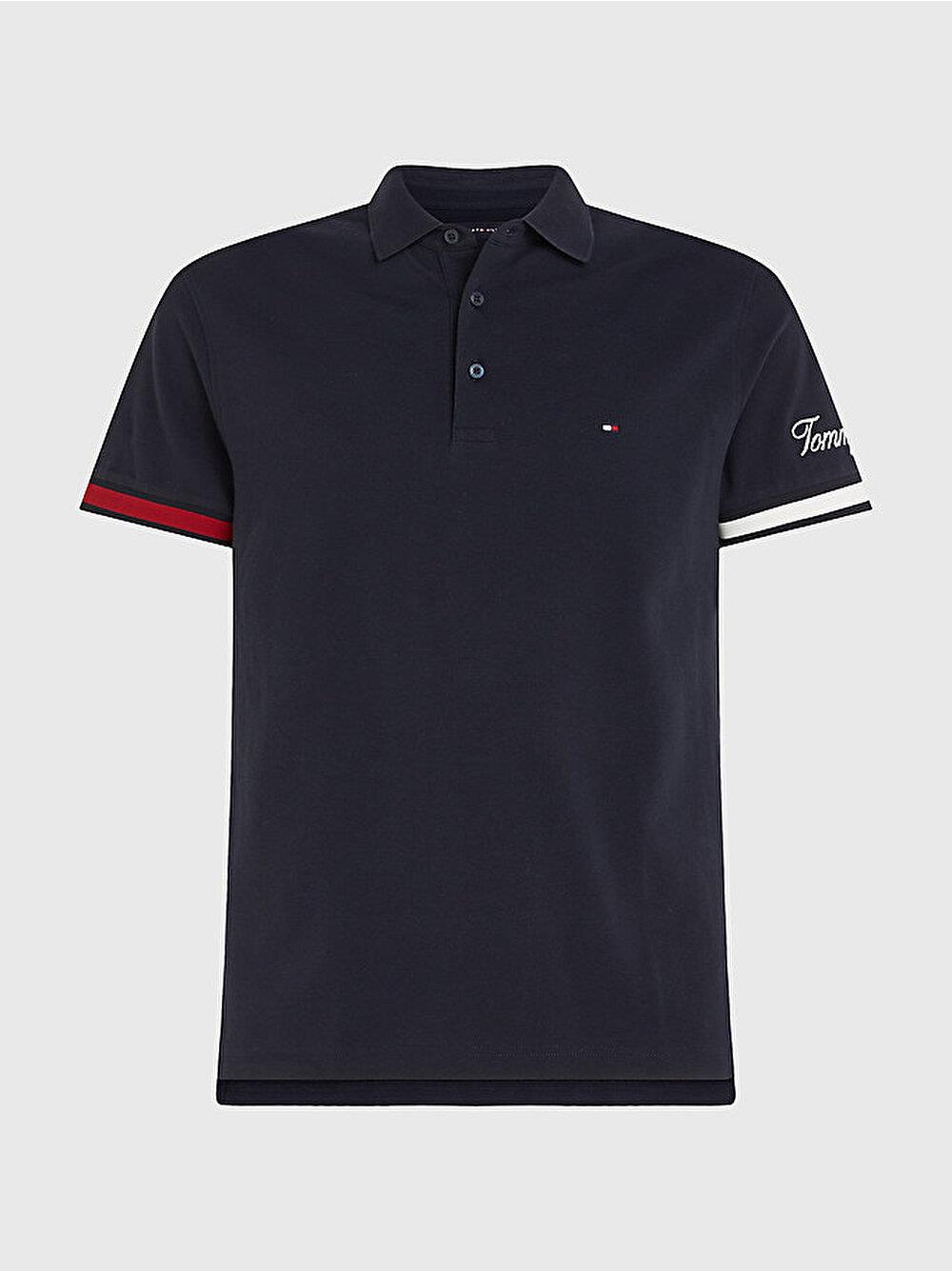 Tommy Hilfiger Tommy Hilfiger Erkek Dokuma Polo Yaka Kısa Kol Günlük Lacivert2 Polo Yaka T-Shirt MW0MW30764-DW5