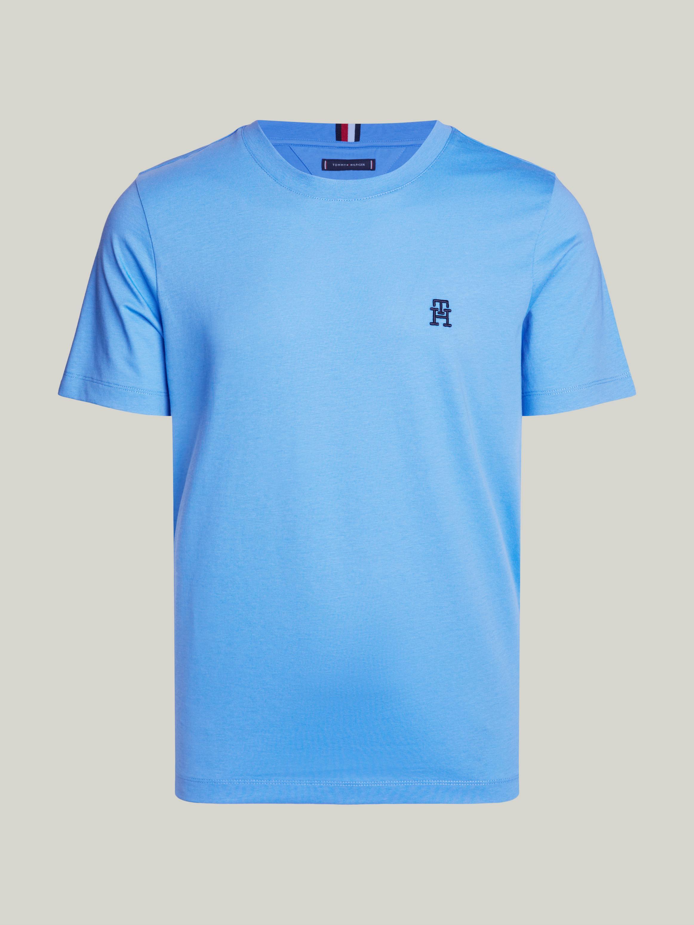 Tommy Hilfiger Tommy Hilfiger Erkek Dokuma Kumaş Kısa Kol Düz Model Mavi1 T-Shirt MW0MW33987-C30