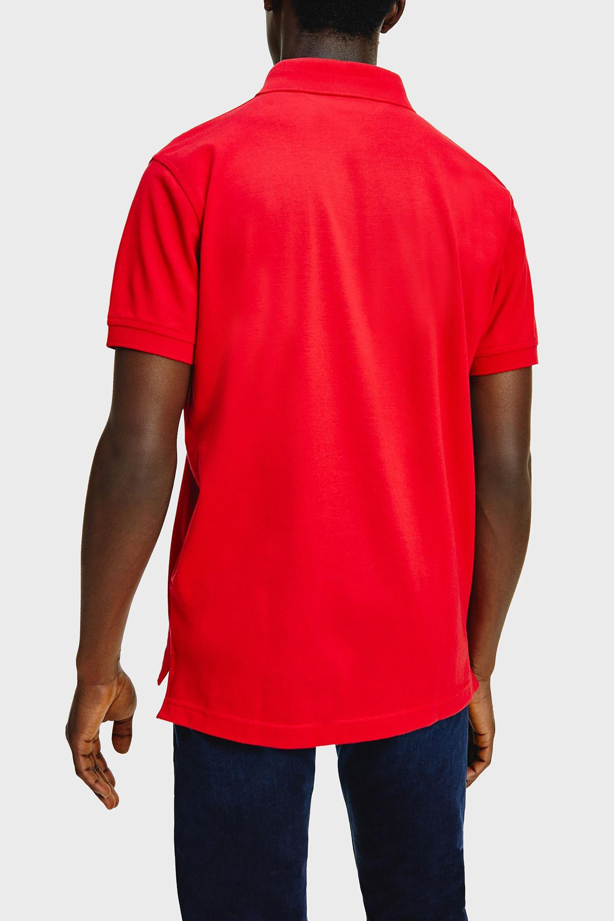 Tommy Hilfiger Tommy Hilfiger Erkek Dokuma Polo Yaka Kısa Kol Günlük Kırmızı Polo Yaka T-Shirt MW0MW17770-XLG
