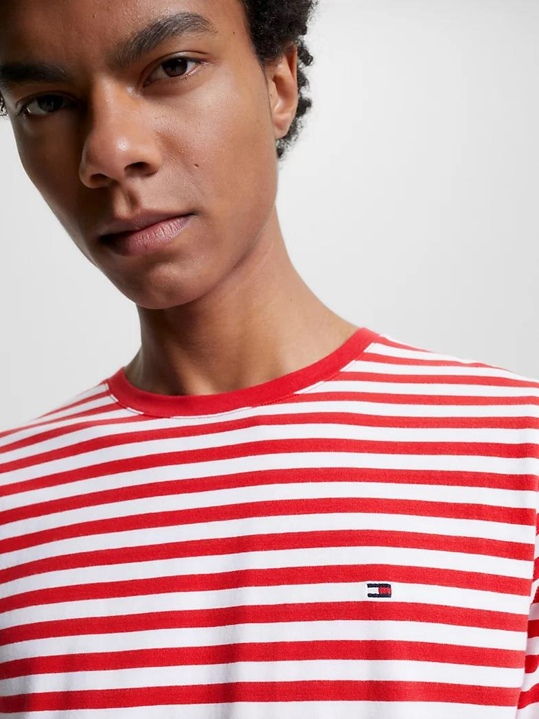 Tommy Hilfiger Tommy Hilfiger Erkek Dokuma Kumaş Kısa Kol Düz Model Kırmızı Beyaz T-Shirt MW0MW10800-0EW