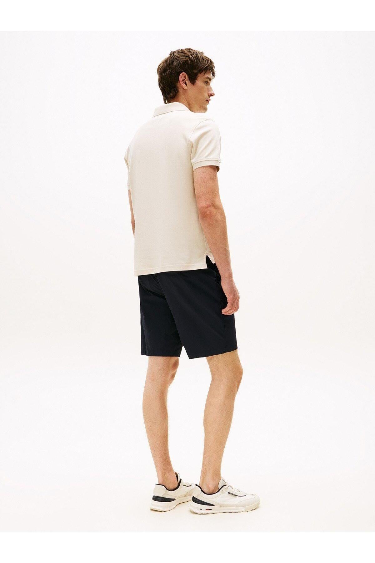 TOMMY HILFIGER Tommy Hilfiger Erkek Dokuma Polo Yaka Kısa Kol Günlük Bej Polo Yaka T-Shirt MW0MW17770-ACG