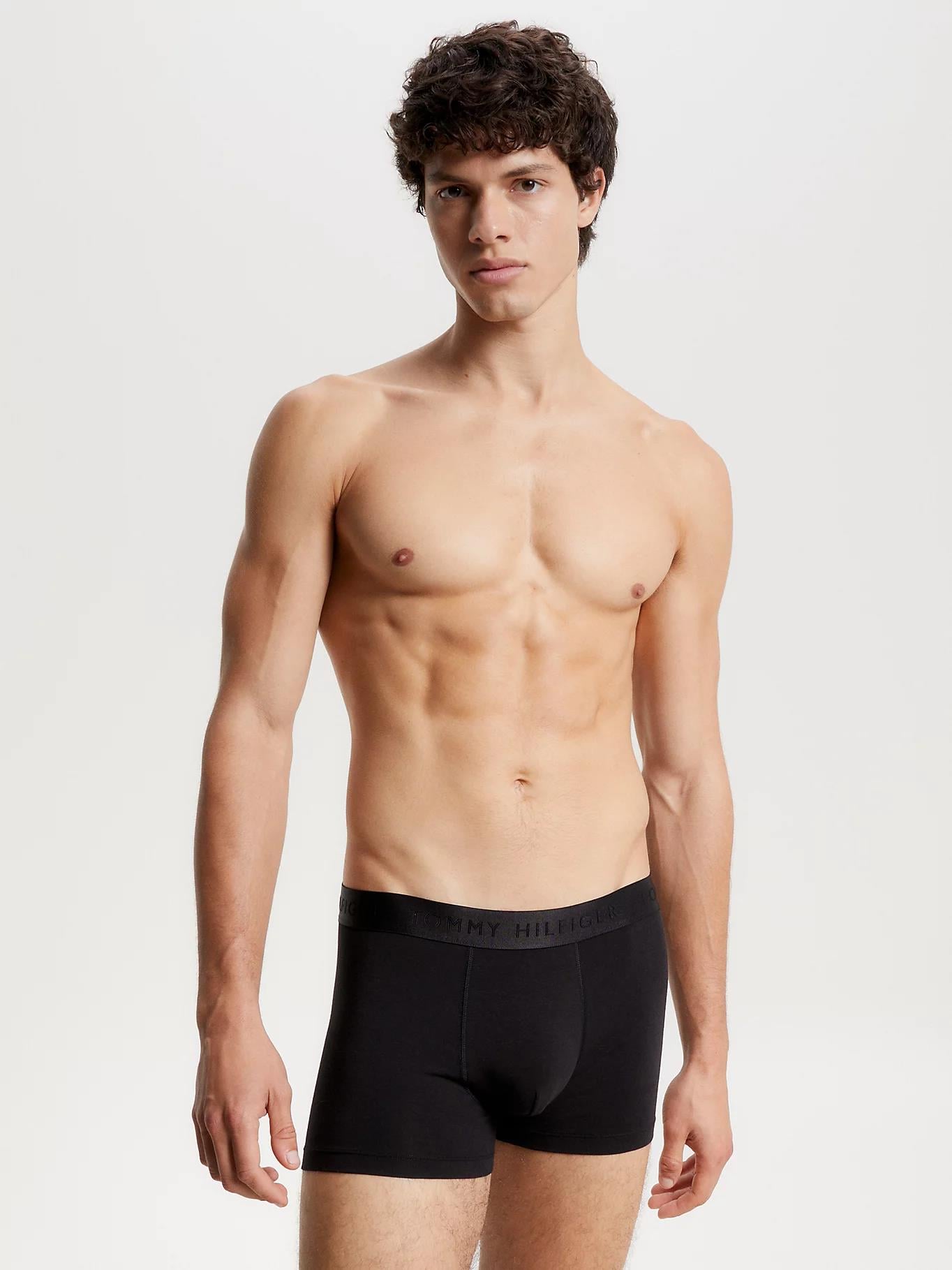 Tommy Hilfiger Tommy Hilfiger Erkek Dokuma Kumaş  Normal Bel  Düz Model Siyah-Beyaz-Gri Boxer UM0UM02760-0SB