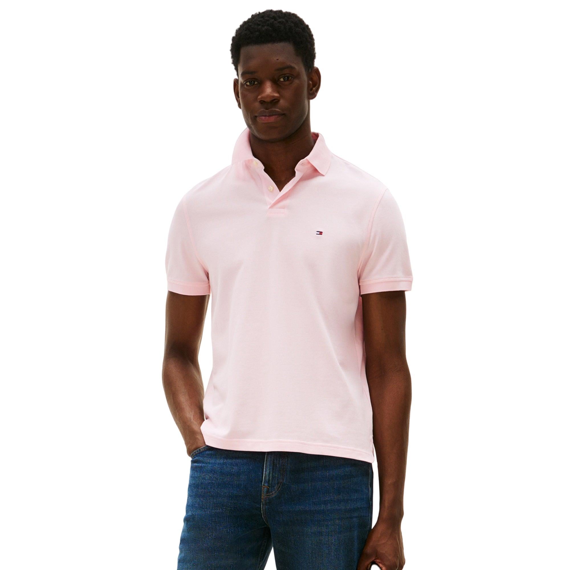 TOMMY HILFIGER Tommy Hilfiger Erkek Dokuma Polo Yaka Kısa Kol Günlük Pembe Polo Yaka T-Shirt MW0MW17770-TPB