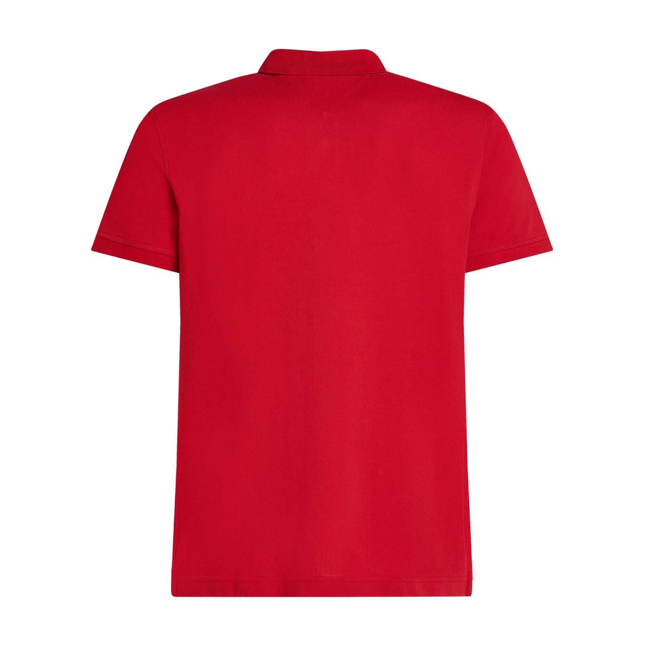 Tommy Hilfiger Tommy Hilfiger Erkek Dokuma Polo Yaka Kısa Kol Günlük Kırmızı Polo Yaka T-Shirt MW0MW17770-XLD