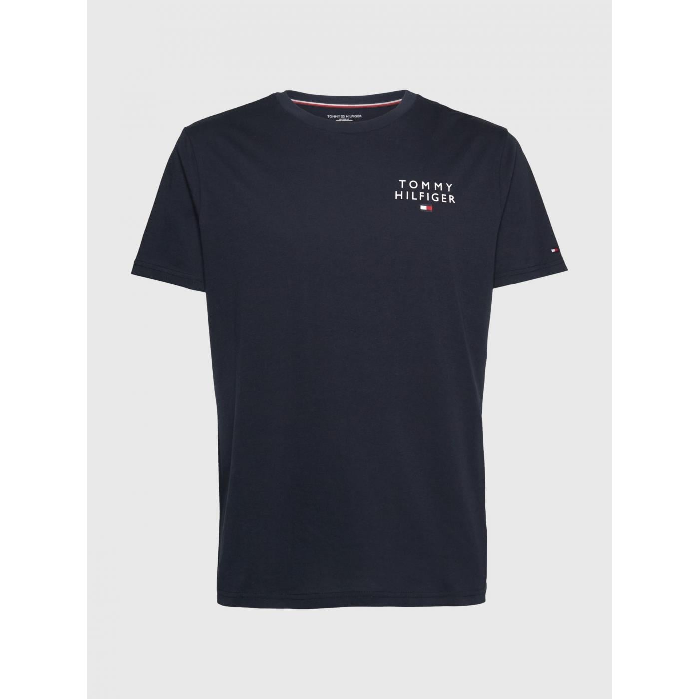 Tommy Hilfiger Tommy Hilfiger Erkek Dokuma Kumaş Kısa Kol Düz Model Lacivert T-Shirt UM0UM02916-DW5