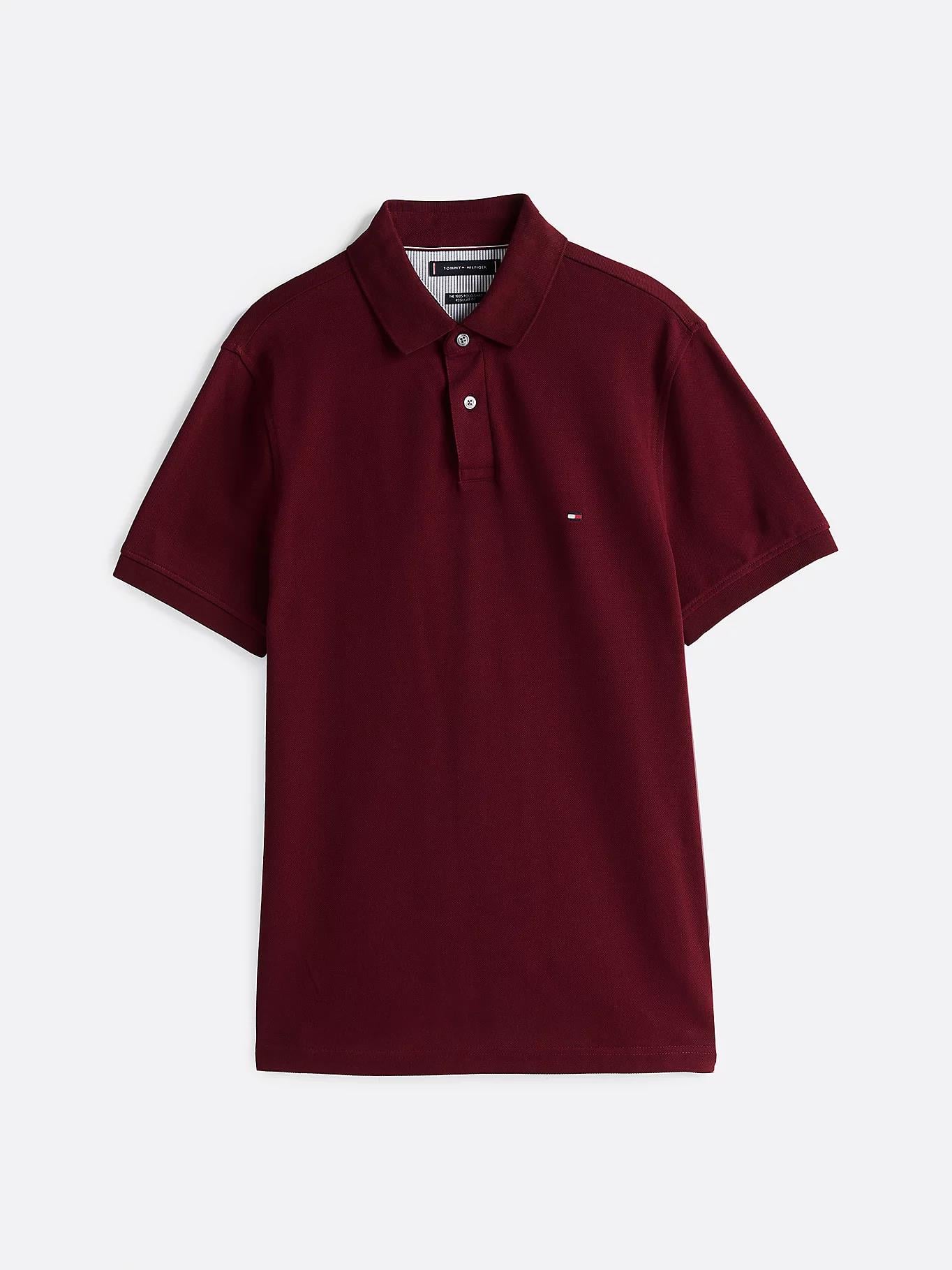 Tommy Hilfiger Tommy Hilfiger Erkek Dokuma Polo Yaka Kısa Kol Günlük Bordo Polo Yaka T-Shirt MW0MW17770-VLP