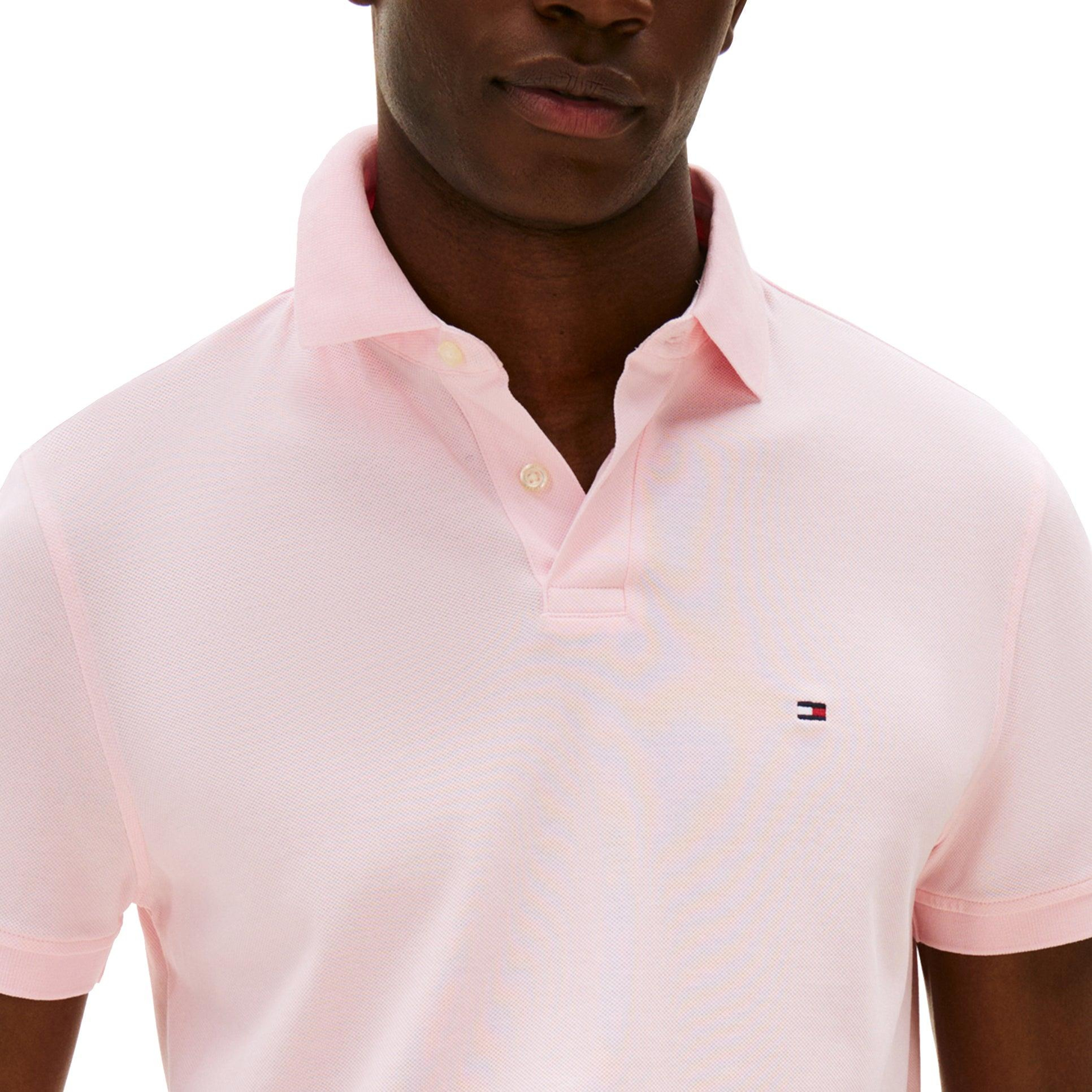 TOMMY HILFIGER Tommy Hilfiger Erkek Dokuma Polo Yaka Kısa Kol Günlük Pembe Polo Yaka T-Shirt MW0MW17770-TPB