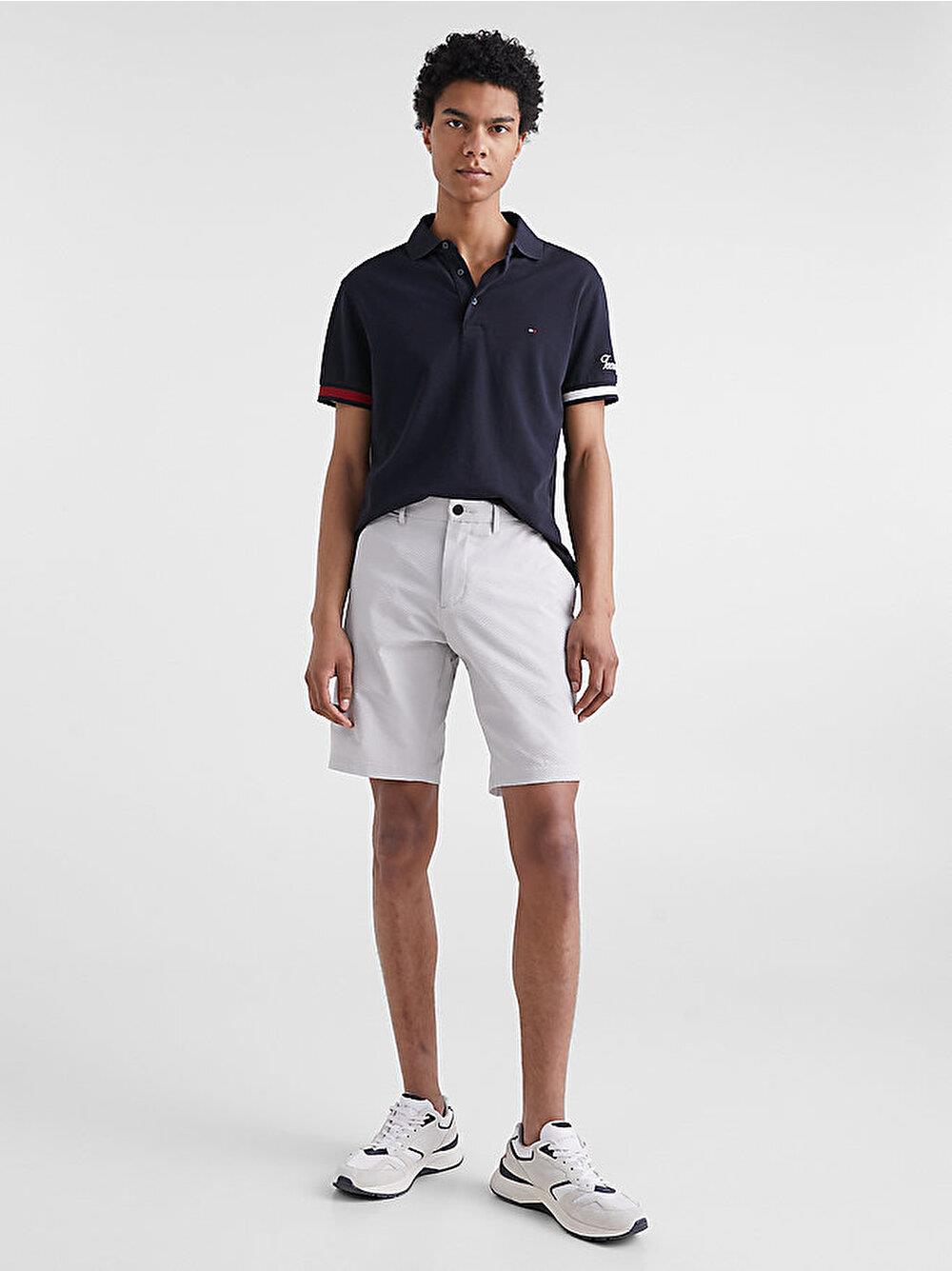 Tommy Hilfiger Tommy Hilfiger Erkek Dokuma Polo Yaka Kısa Kol Günlük Lacivert2 Polo Yaka T-Shirt MW0MW30764-DW5
