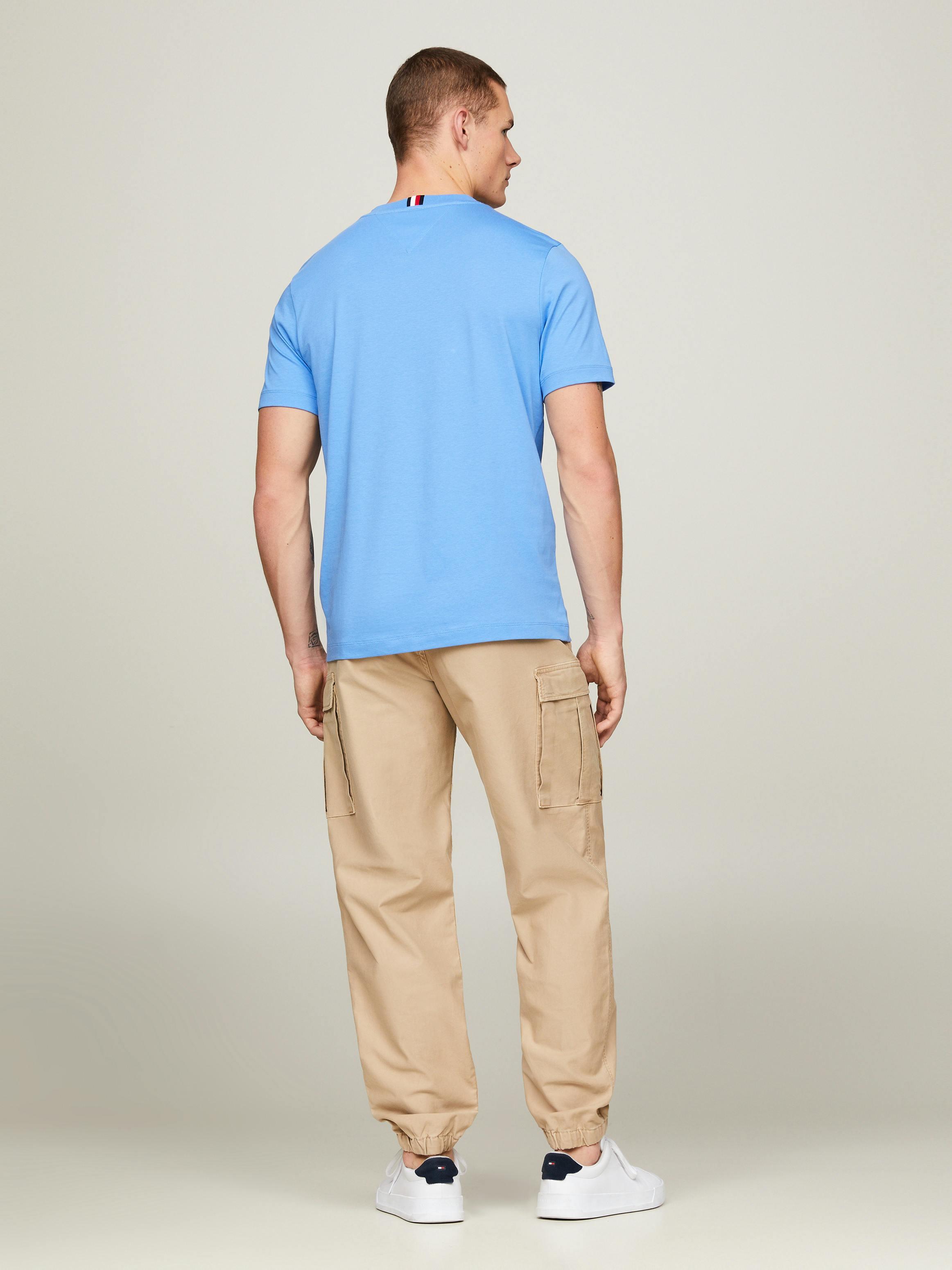 Tommy Hilfiger Tommy Hilfiger Erkek Dokuma Kumaş Kısa Kol Düz Model Mavi1 T-Shirt MW0MW33987-C30
