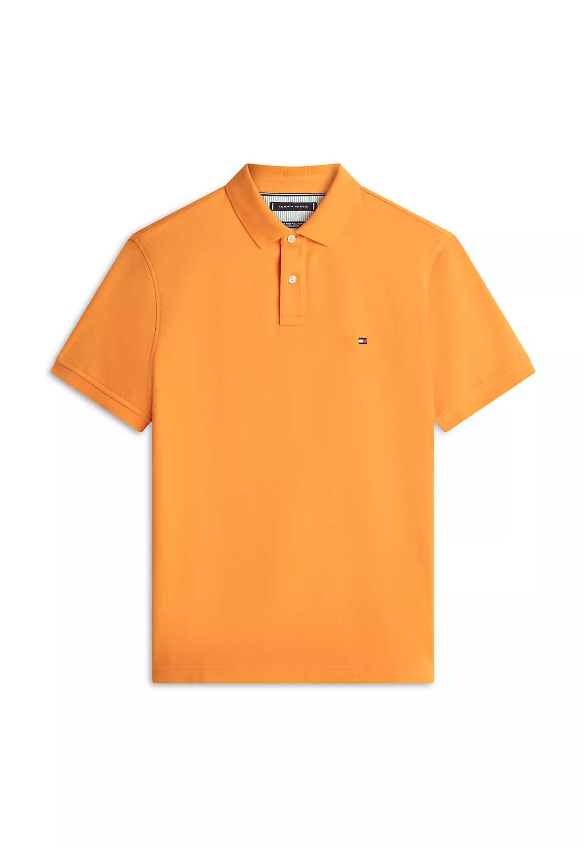 Tommy Hilfiger Tommy Hilfiger Erkek Dokuma Polo Yaka Kısa Kol Günlük Turuncu T-Shirt MW0MW17770-SD9