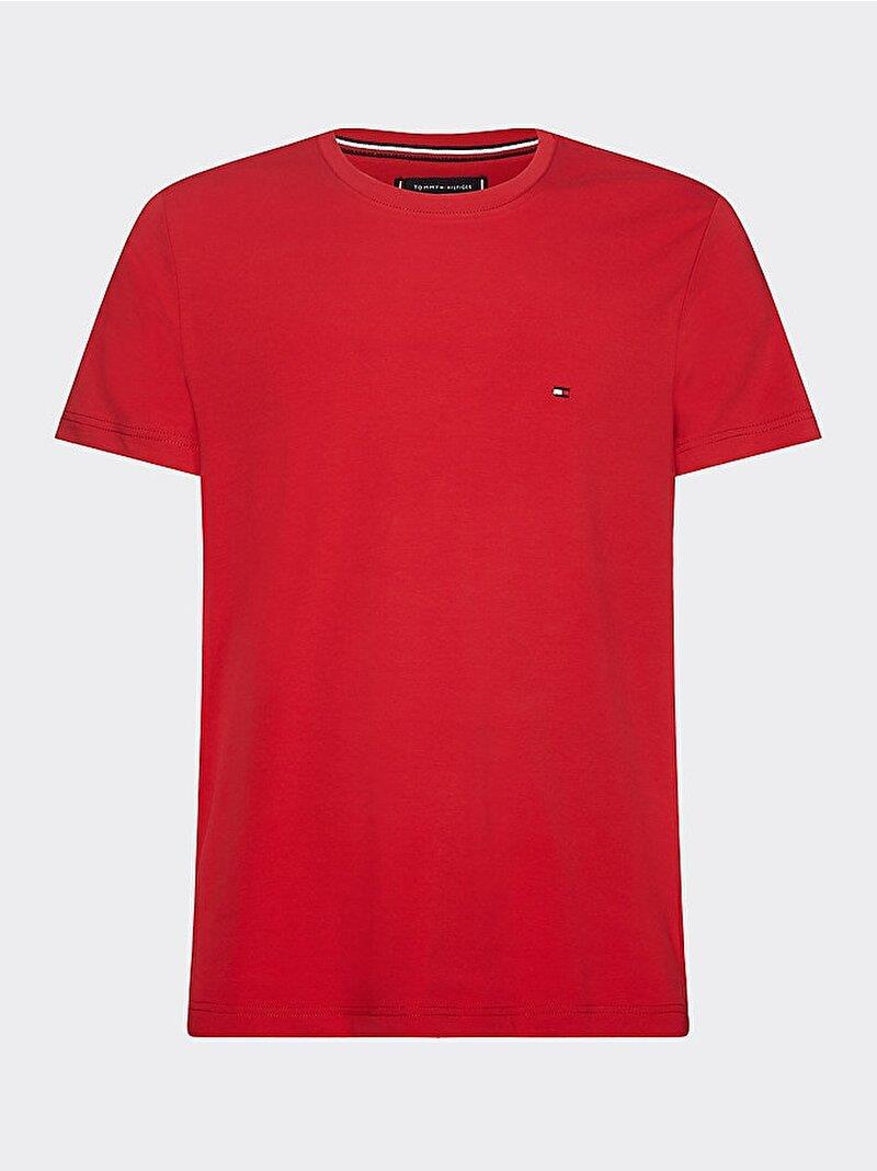 Tommy Hilfiger Tommy Hilfiger Erkek Dokuma Kumaş Kısa Kol Düz Model Kırmızı T-Shirt MW0MW10800-XLG