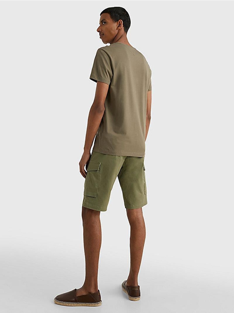 Tommy Hilfiger Tommy Hilfiger Erkek Dokuma Kumaş Kısa Kol Düz Model Haki T-Shirt MW0MW10800-RBU