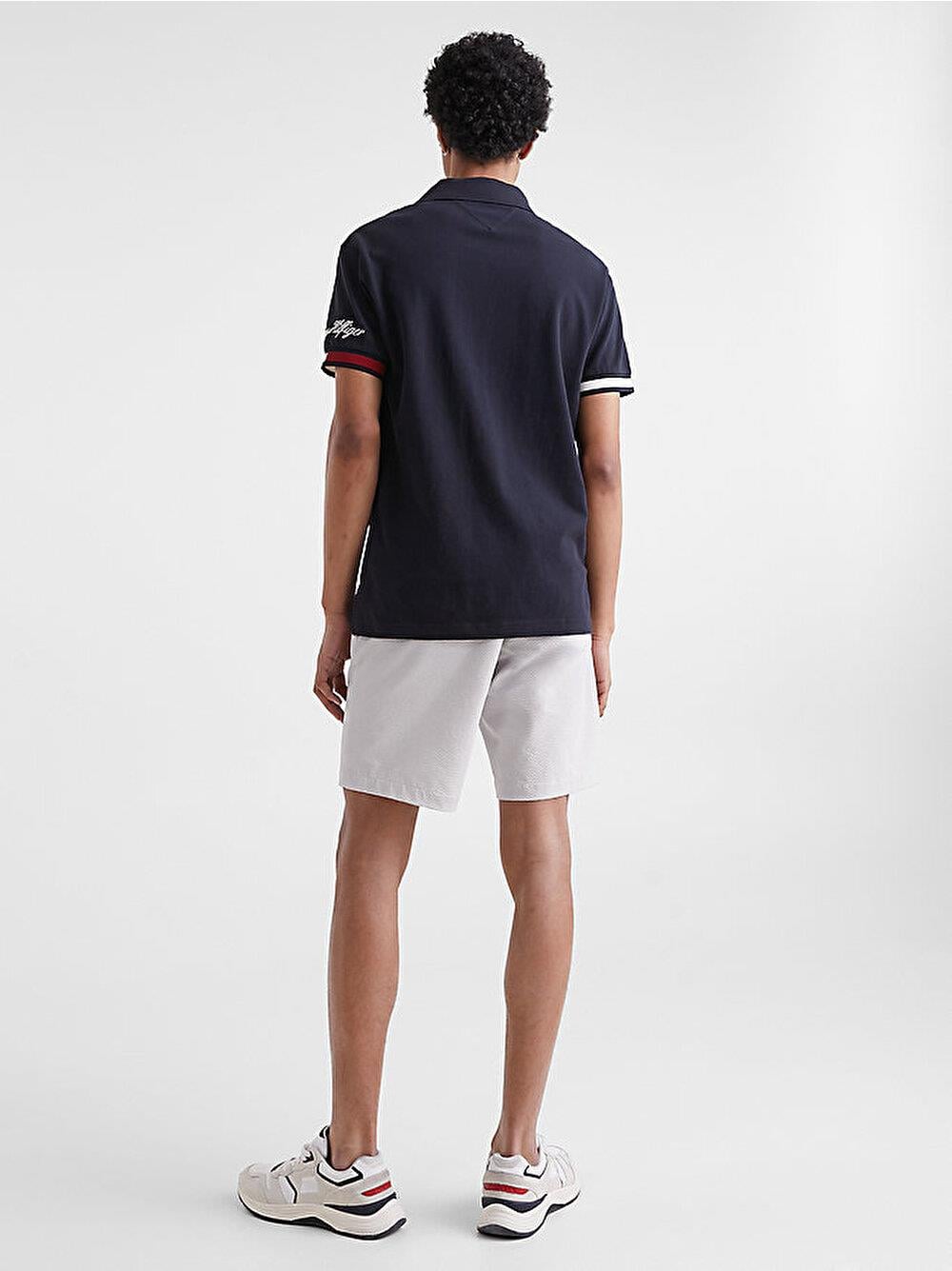 Tommy Hilfiger Tommy Hilfiger Erkek Dokuma Polo Yaka Kısa Kol Günlük Lacivert2 Polo Yaka T-Shirt MW0MW30764-DW5