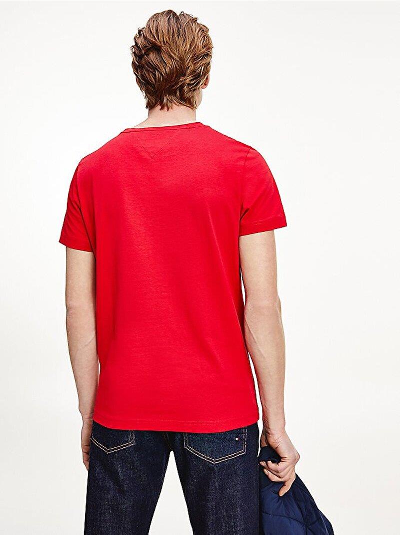 Tommy Hilfiger Tommy Hilfiger Erkek Dokuma Kumaş Kısa Kol Düz Model Kırmızı T-Shirt MW0MW11797-XLG