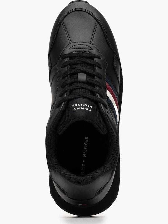 Tommy Hilfiger Tommy Hilfiger Erkek Düşük Bilekli Rahat Taban Bayrak Logolu Deri Siyah Sneaker FM0FM05637-BDS