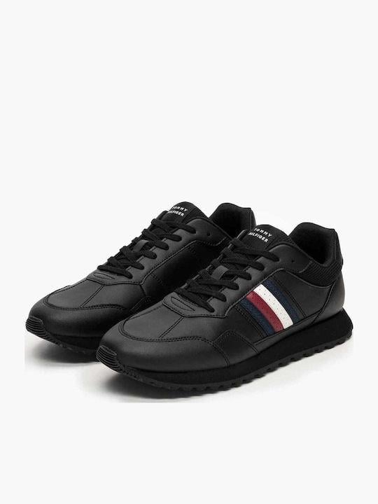 Tommy Hilfiger Tommy Hilfiger Erkek Düşük Bilekli Rahat Taban Bayrak Logolu Deri Siyah Sneaker FM0FM05637-BDS