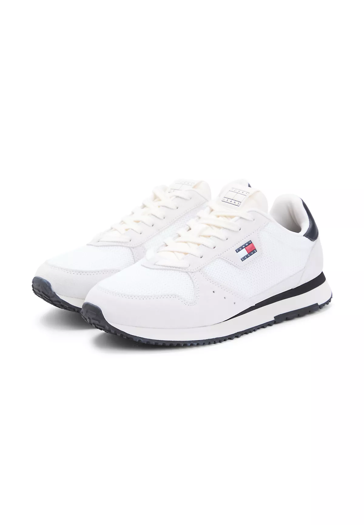 Tommy Hilfiger Tommy Hilfiger Erkek Düşük Bilekli Deri Detaylı Nefes Alabilen Tasarımlı Beyaz Sneaker EM0EM01690-0K9