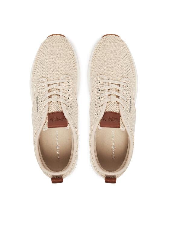 Tommy Hilfiger Tommy Hilfiger Erkek Düşük Bilekli Örme Üst Yüzeyli EVA Dış Tabanlı Bej Sneaker FM0FM05527-ACI
