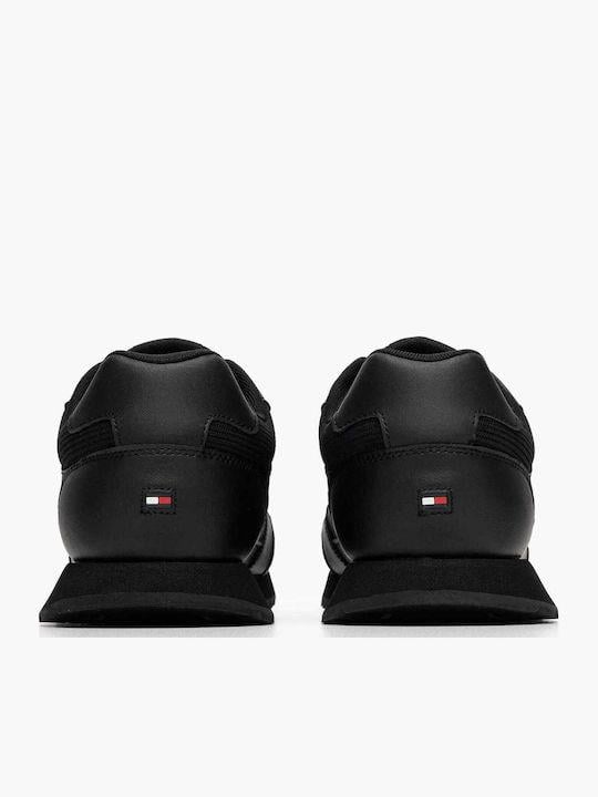 Tommy Hilfiger Tommy Hilfiger Erkek Düşük Bilekli Rahat Taban Bayrak Logolu Deri Siyah Sneaker FM0FM05637-BDS