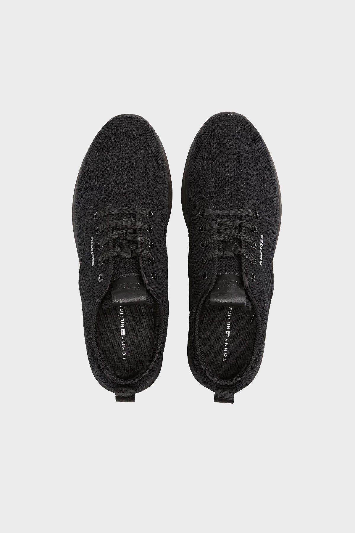 Tommy Hilfiger Tommy Hilfiger Erkek Düşük Bilekli Örme Üst Yüzeyli EVA Dış Tabanlı Siyah Sneaker FM0FM05527-BDS