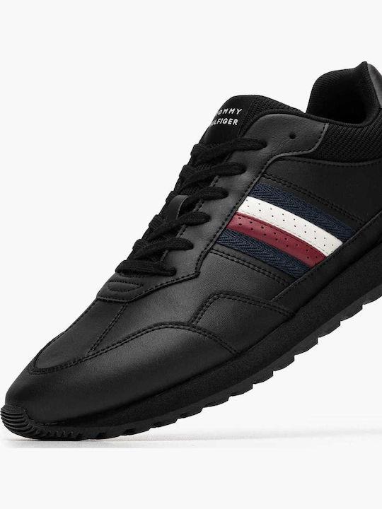 Tommy Hilfiger Tommy Hilfiger Erkek Düşük Bilekli Rahat Taban Bayrak Logolu Deri Siyah Sneaker FM0FM05637-BDS