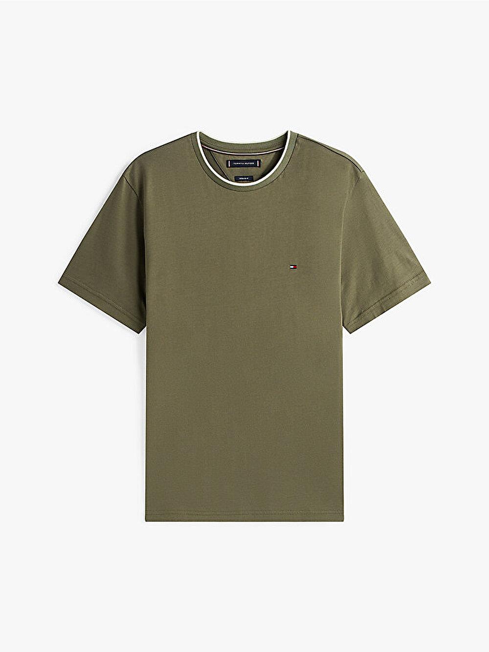 TOMMY HILFIGER Tommy Hilfiger Erkek Kısa Kol Bisiklet Yaka Pamuklu Düz Model Yeşil T-Shirt MW0MW39368-PLI