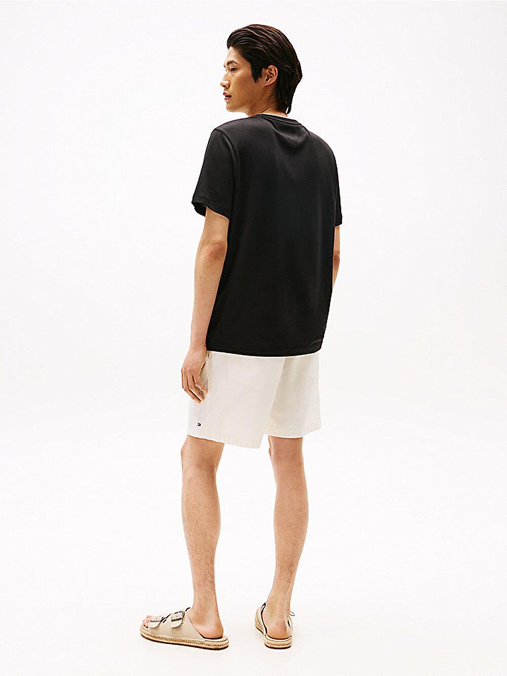 TOMMY HILFIGER Tommy Hilfiger Erkek Kısa Kol Bisiklet Yaka Pamuklu Düz Model Siyah T-Shirt MW0MW39368-BDS