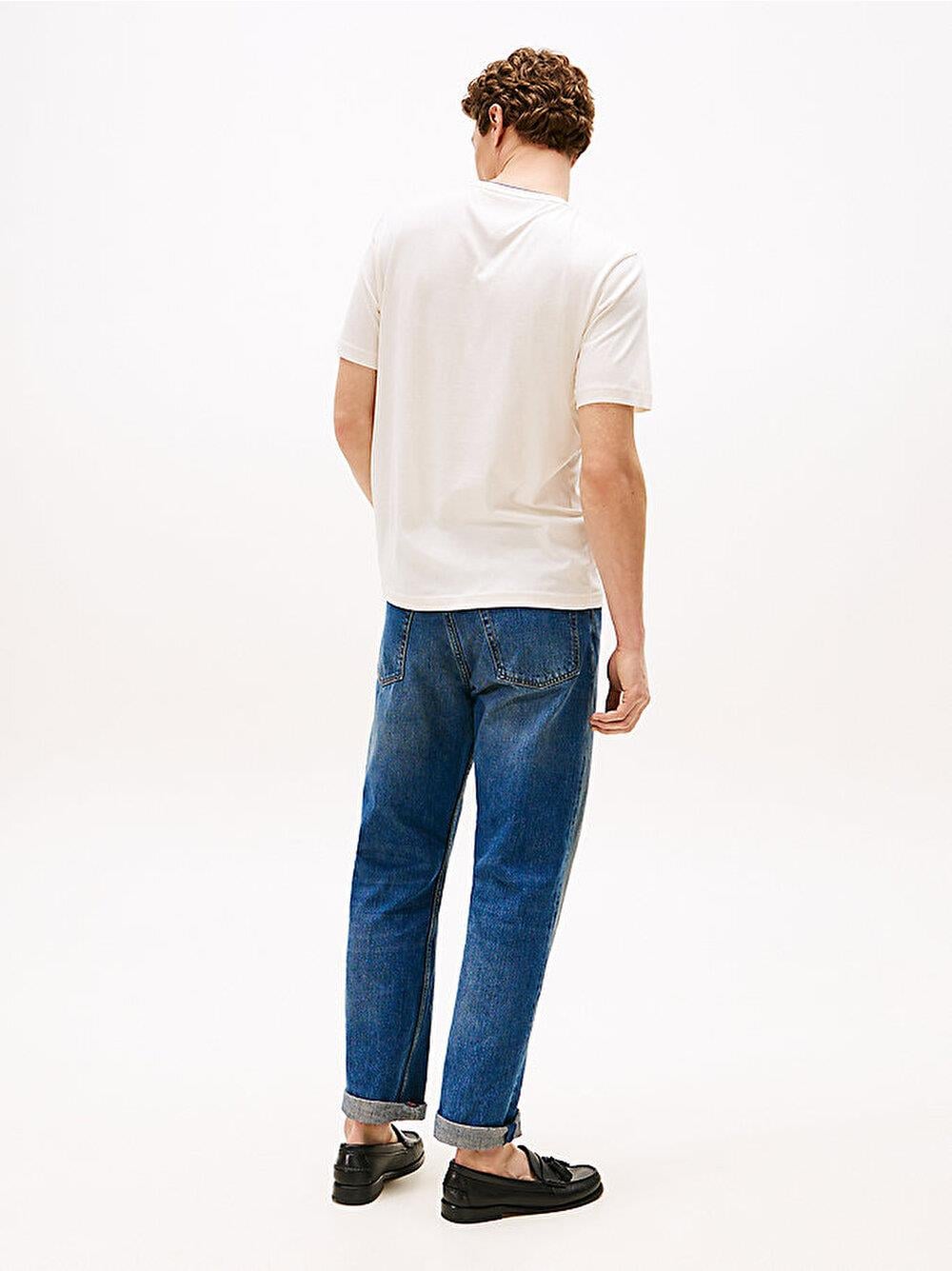 TOMMY HILFIGER Tommy Hilfiger Erkek Kısa Kol Bisiklet Yaka Pamuklu Düz Model Sarı T-Shirt MW0MW39368-Z00