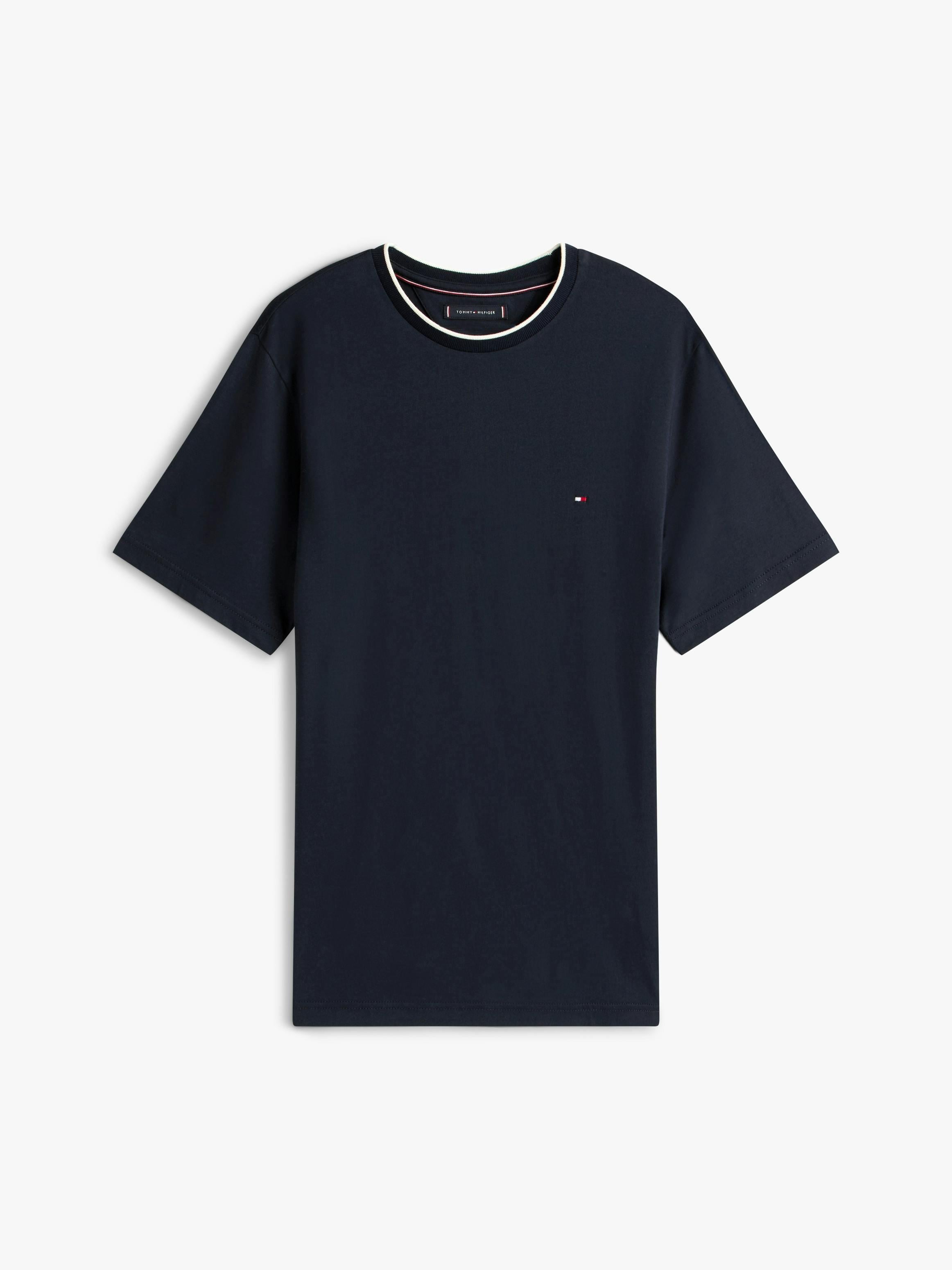 TOMMY HILFIGER Tommy Hilfiger Erkek Kısa Kol Bisiklet Yaka Pamuklu Düz Model Mavi T-Shirt MW0MW39368-DW5