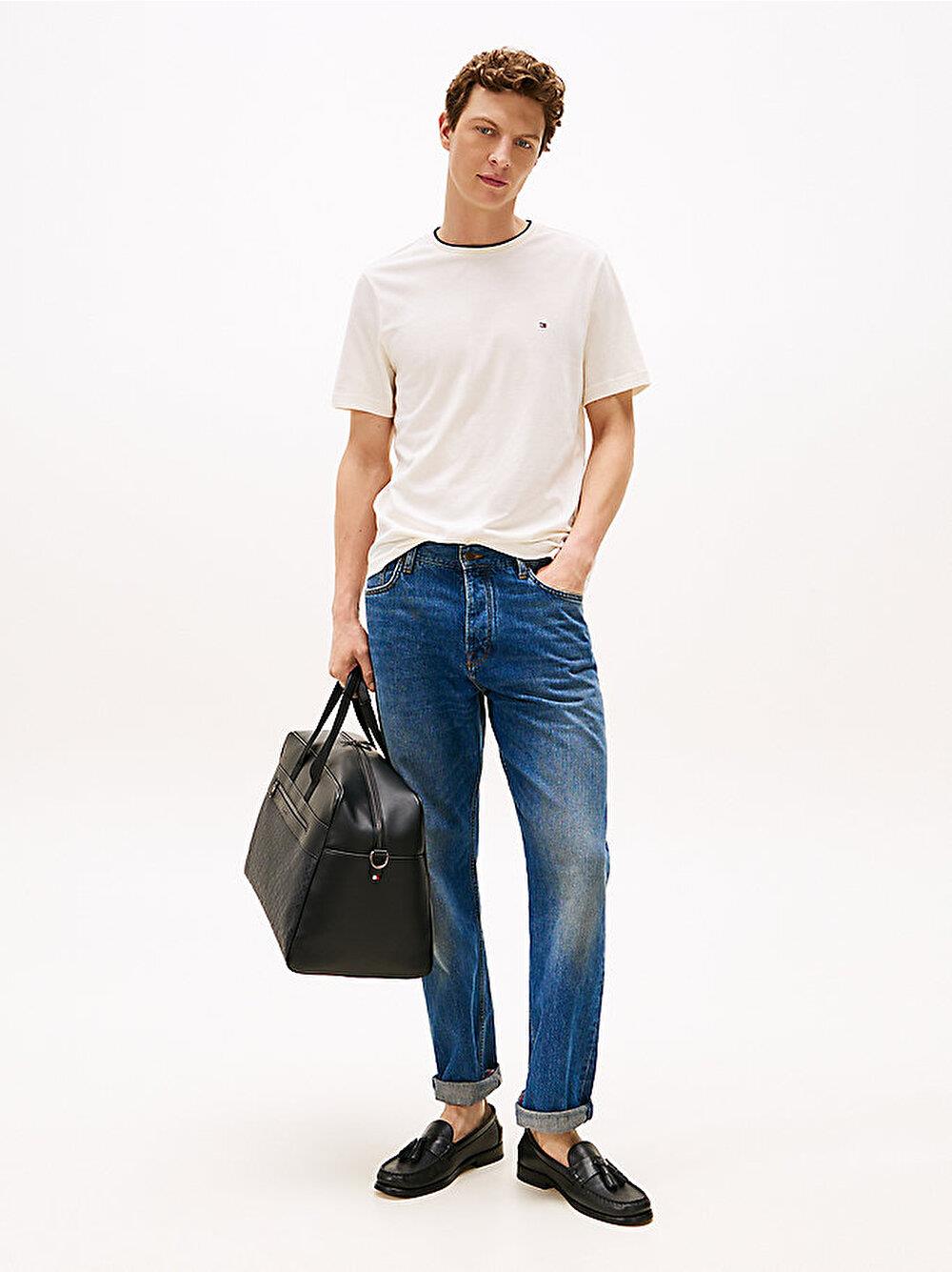 TOMMY HILFIGER Tommy Hilfiger Erkek Kısa Kol Bisiklet Yaka Pamuklu Düz Model Sarı T-Shirt MW0MW39368-Z00