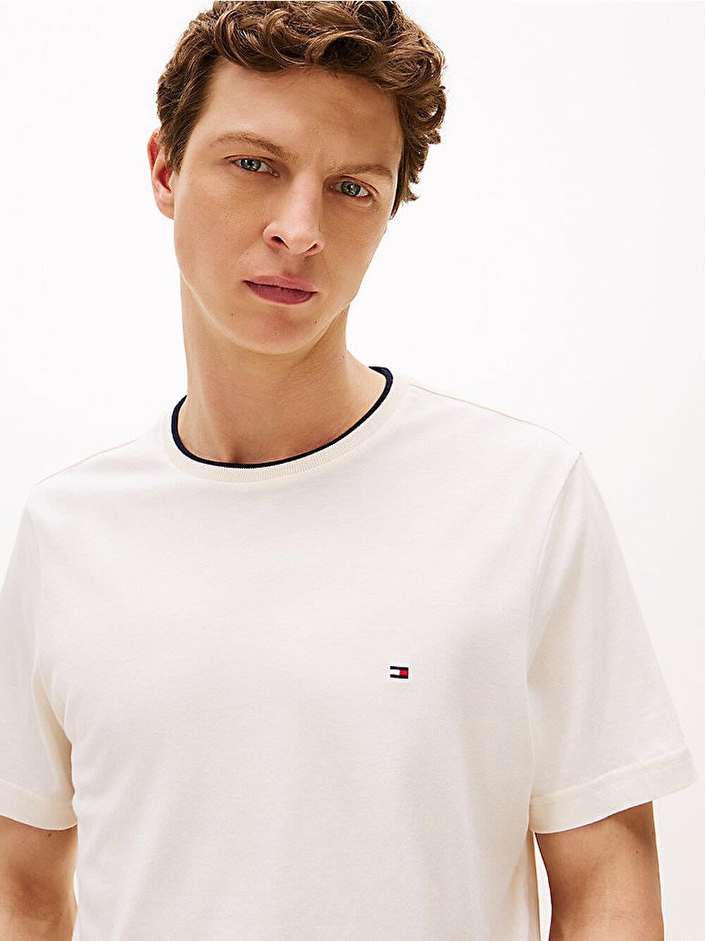 TOMMY HILFIGER Tommy Hilfiger Erkek Kısa Kol Bisiklet Yaka Pamuklu Düz Model Sarı T-Shirt MW0MW39368-Z00