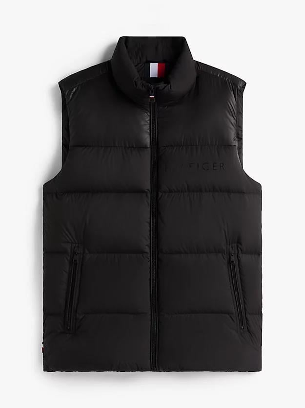 Tommy Hilfiger Tommy Hilfiger Erkek Kolsuz Dik Yaka Şişme Fermuar Kapama Siyah Yelek MW0MW41360-BDS