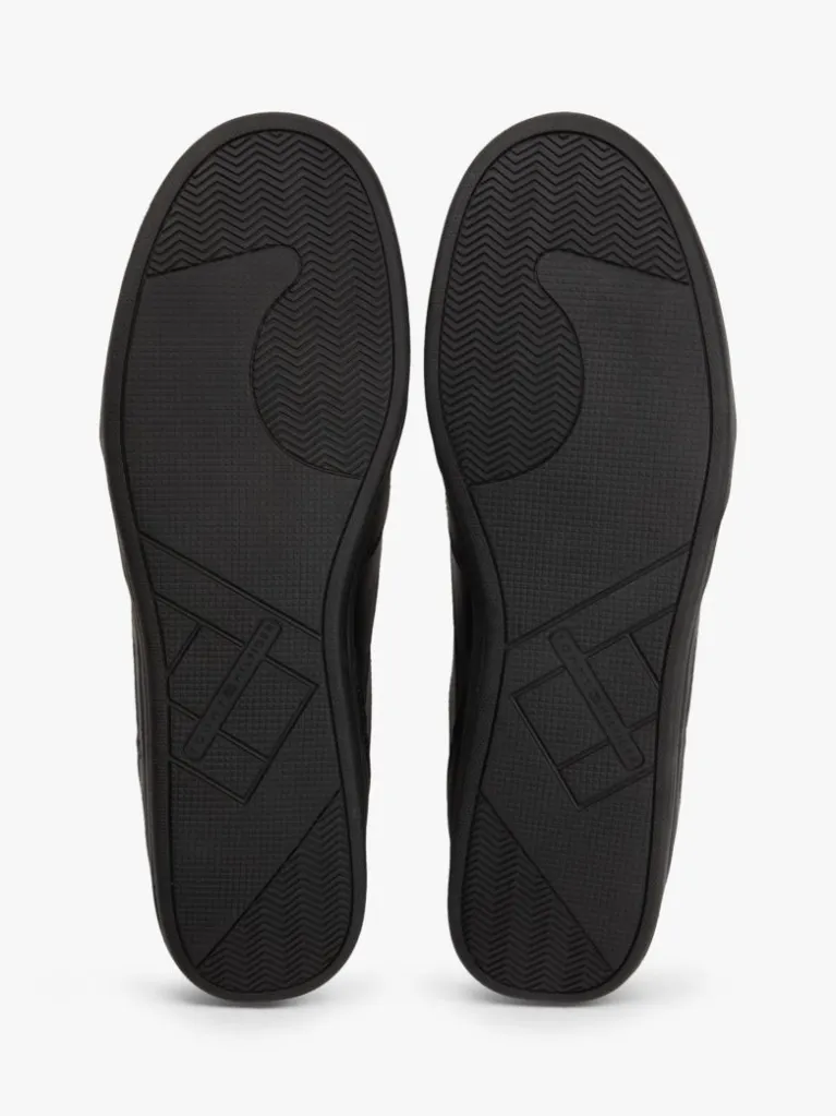 Tommy Hilfiger Tommy Hilfiger Erkek Logo Etiketli Dikiş Detaylı Deri Siyah Sneaker FM0FM05827-BDS