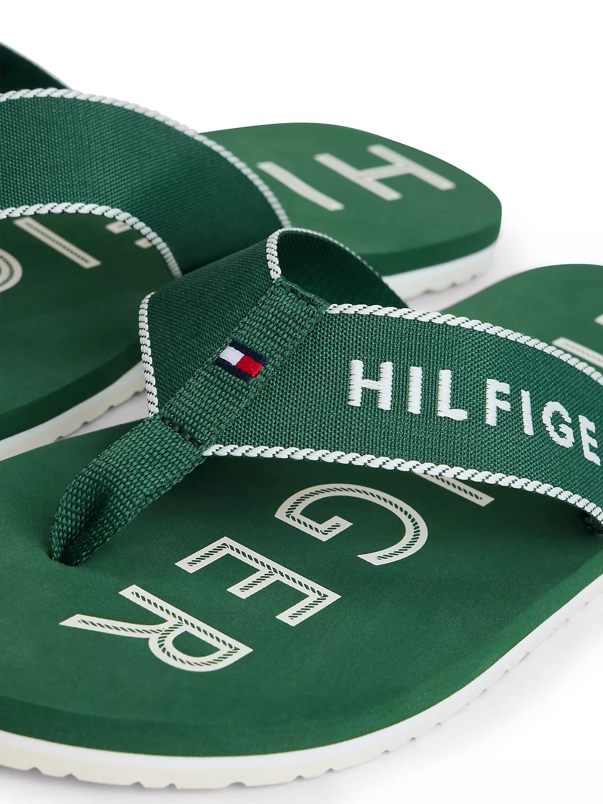 Tommy Hilfiger Tommy Hilfiger Erkek Logo İmzalı Parmak Arası Yeşil Terlik FM0FM05913-L2N