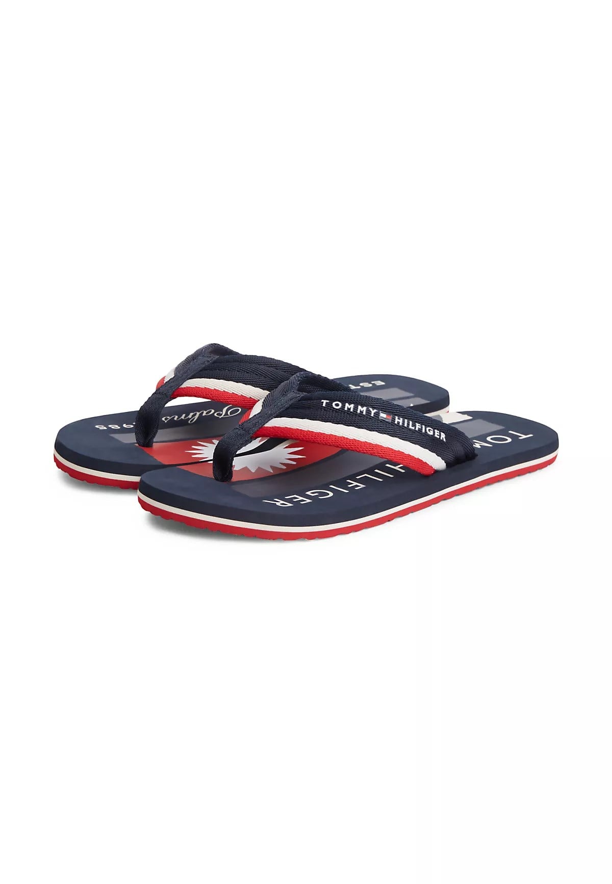 Tommy Hilfiger Tommy Hilfiger Erkek Logo Baskılı Rahat Taban Parmak Arası Lacivert Terlik FM0FM05903-DW5