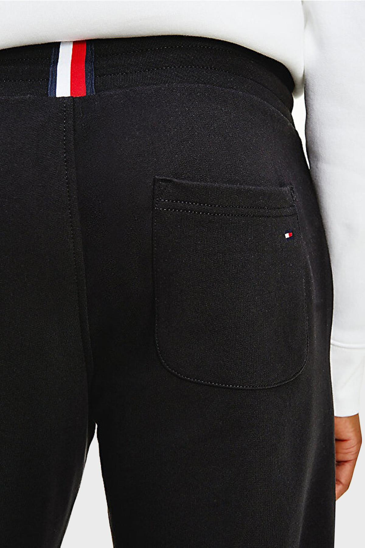 Tommy Hilfiger Tommy Hilfiger Erkek Logolu Beli Paçası Lastikli Rahat İp Bağlamalı Siyah Eşofman Altı MW0MW08388-BDS