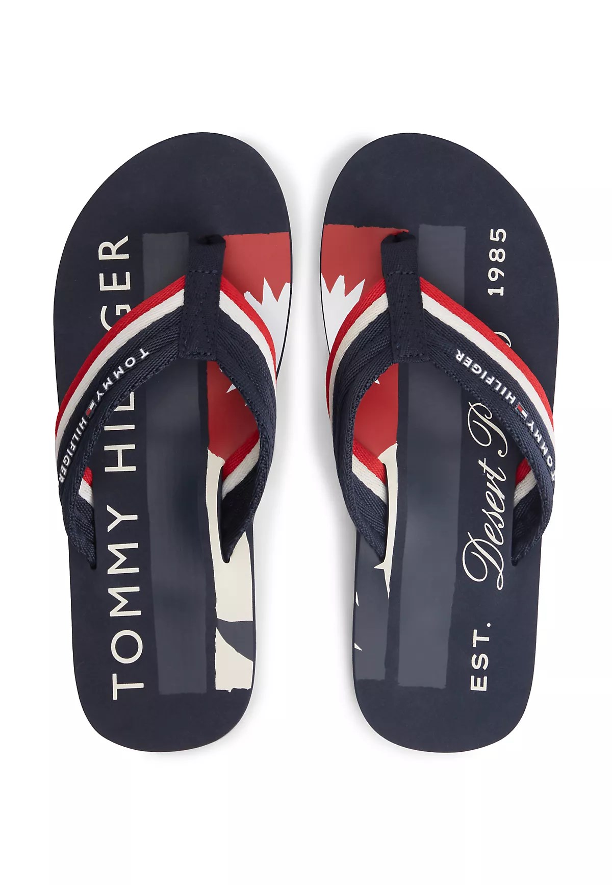 Tommy Hilfiger Tommy Hilfiger Erkek Logo Baskılı Rahat Taban Parmak Arası Lacivert Terlik FM0FM05903-DW5