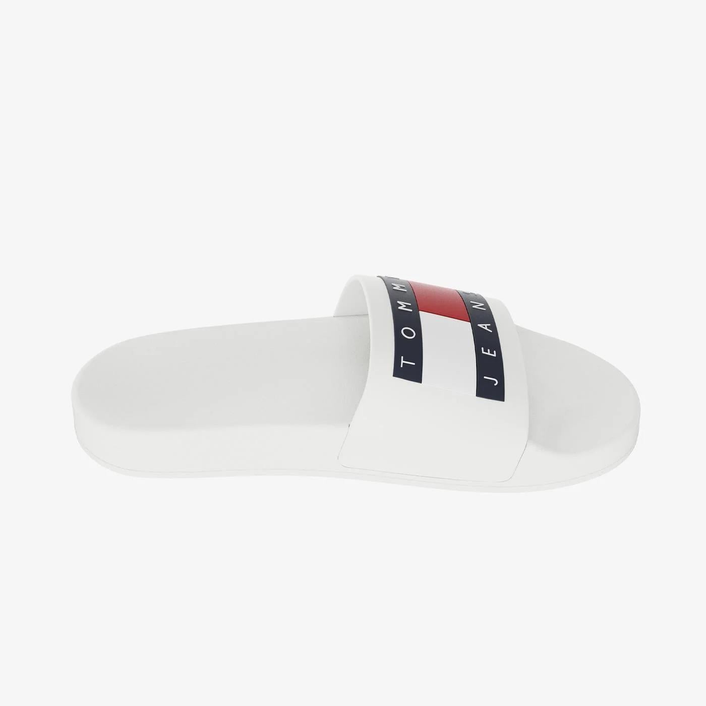 Tommy Hilfiger Tommy Hilfiger Erkek Logolu Suni Deri Günlük Kullanım Ekru Terlik EM0EM01191-TCR
