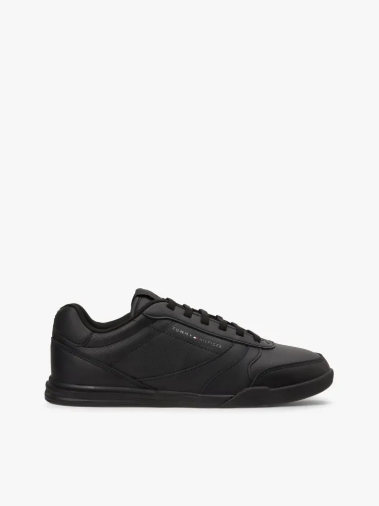 Tommy Hilfiger Tommy Hilfiger Erkek Logo Etiketli Dikiş Detaylı Deri Siyah Sneaker FM0FM05827-BDS
