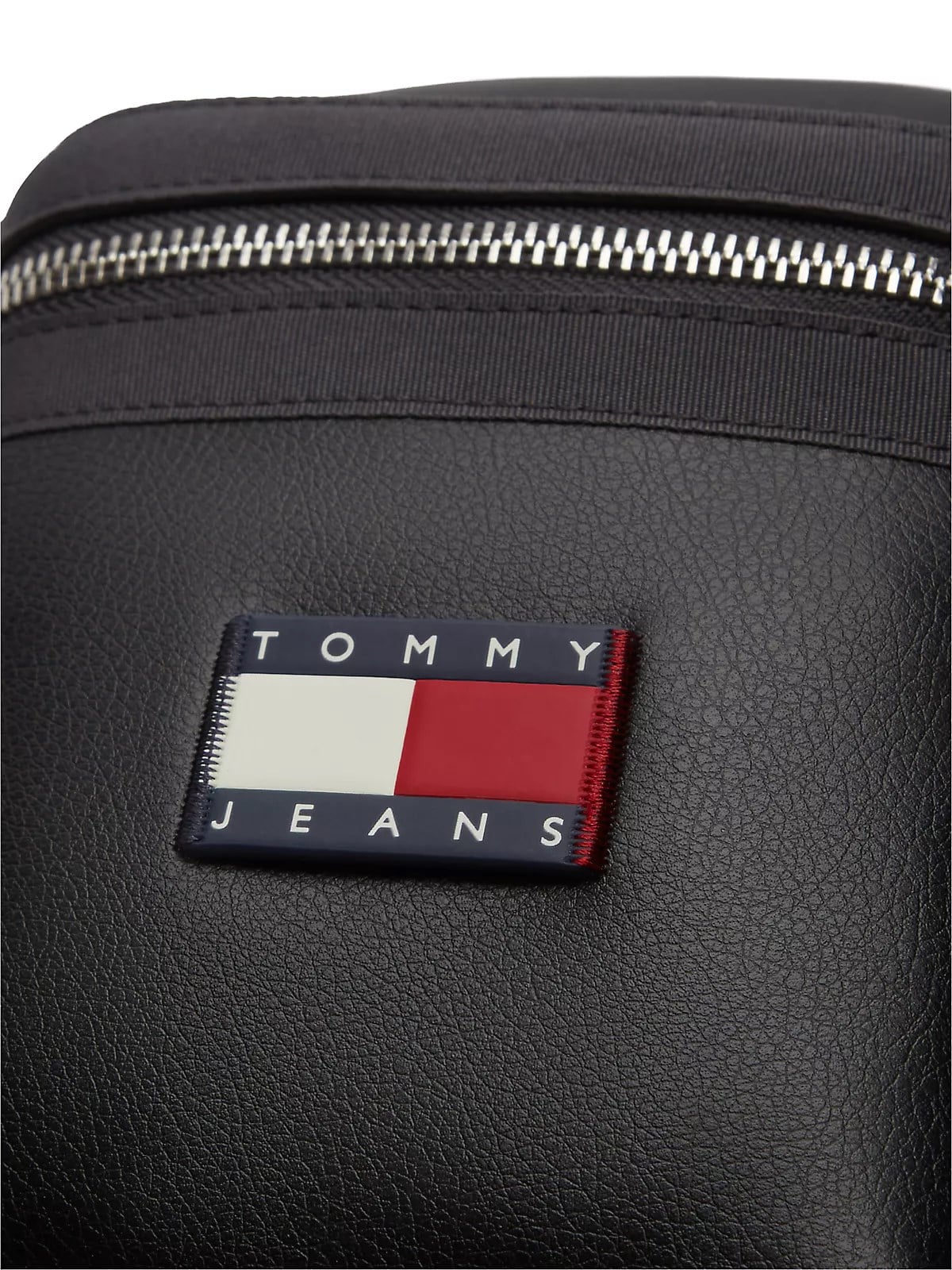 Tommy Hilfiger Tommy Hilfiger Erkek Logo Etiketli Fermuarlı Bölmeli Deri Siyah Omuz Çantası AM0AM14334-BDS