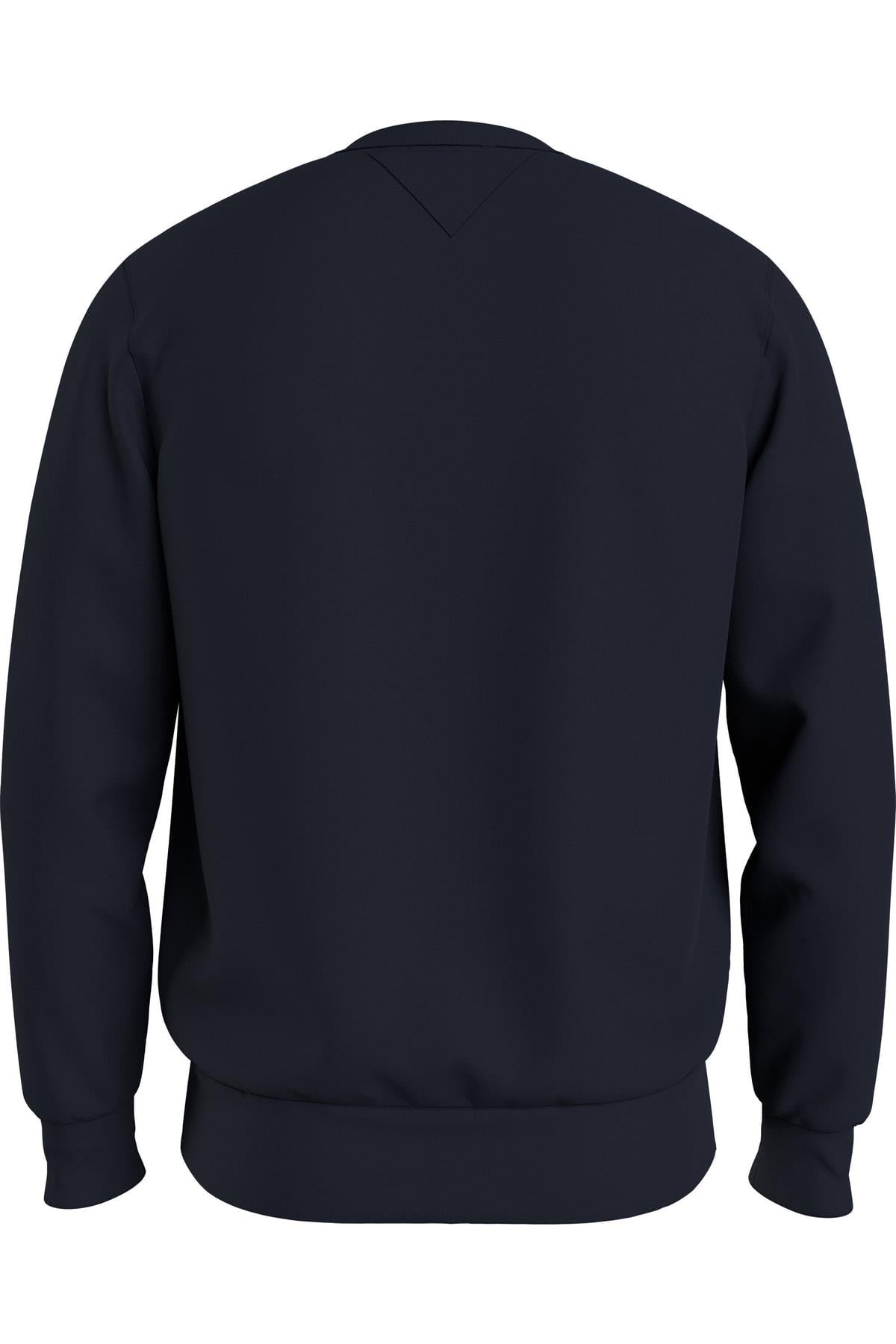 Tommy Hilfiger Tommy Hilfiger Erkek Logolu Yuvarlak Yakalı Uzun Kollu Günlük Kullanım Lacivert Sweatshirt MW0MW31487-DW5