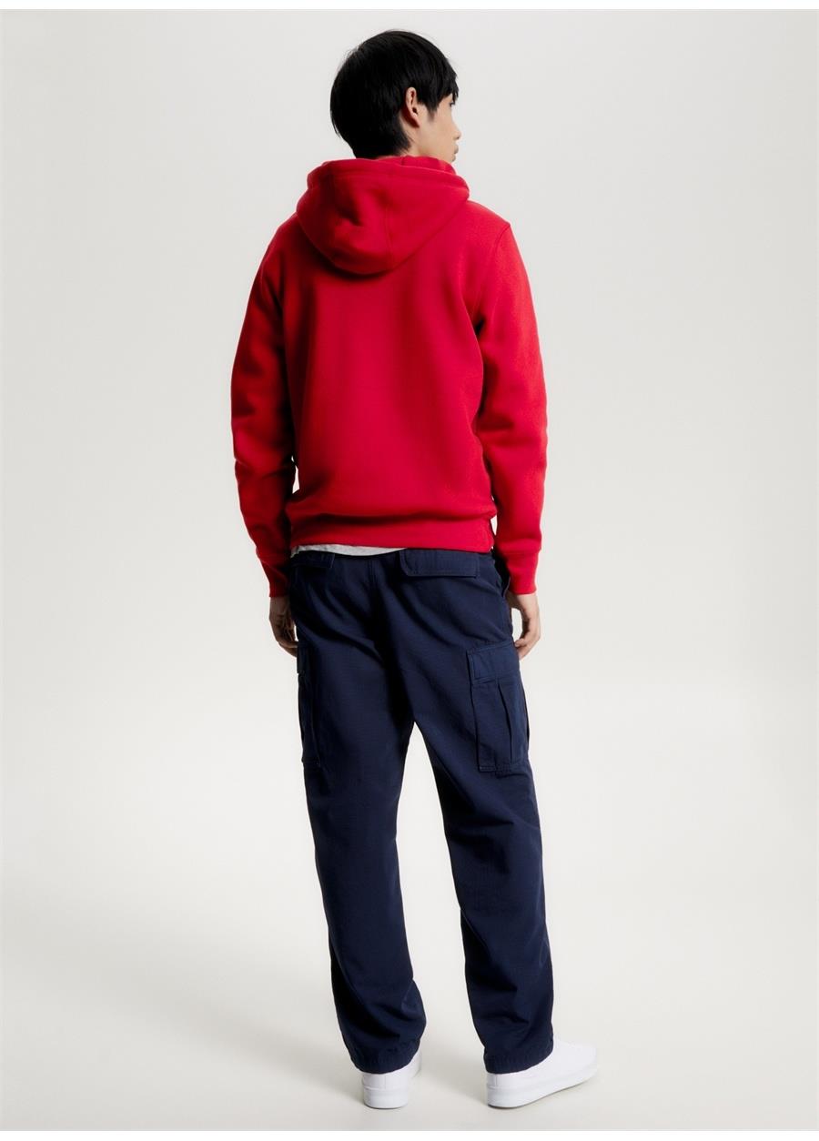 Tommy Hilfiger Tommy Hilfiger Erkek Logolu Kapüşonlu Uzun Kollu Günlük Kullanım Kırmızı Sweatshirt MW0MW11599-XMP