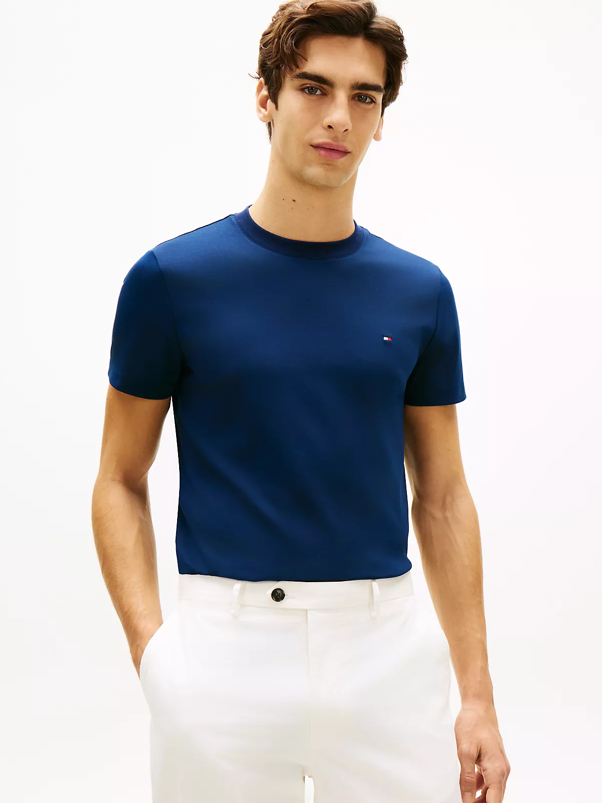Tommy Hilfiger Tommy Hilfiger Erkek Marka Logolu Pamuklu Günlük Kullanım Mavi T-Shirt MW0MW33202-DCC