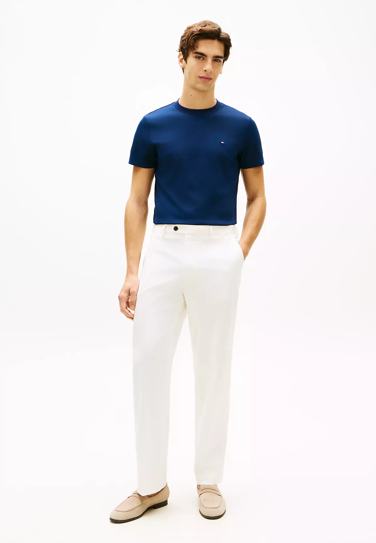 Tommy Hilfiger Tommy Hilfiger Erkek Marka Logolu Pamuklu Günlük Kullanım Mavi T-Shirt MW0MW33202-DCC