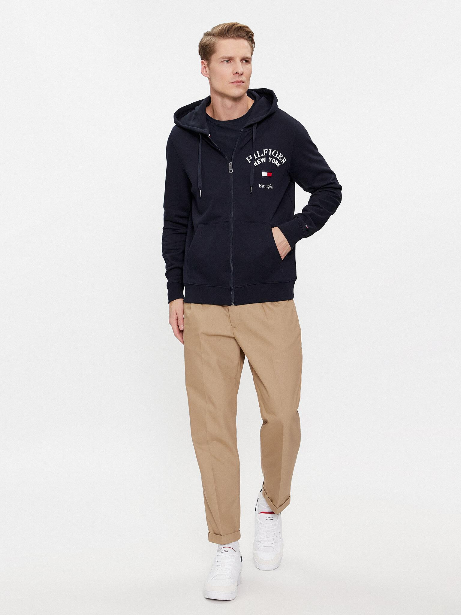 Tommy Hilfiger Tommy Hilfiger Erkek Marka Logo Detaylı Bisiklet Yaka Regular Fit Mavi Sweatshirt MW0MW33644-DW5