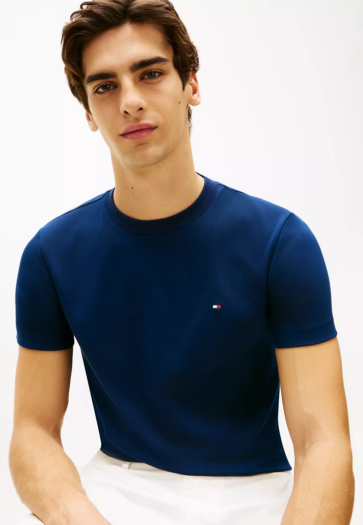 Tommy Hilfiger Tommy Hilfiger Erkek Marka Logolu Pamuklu Günlük Kullanım Mavi T-Shirt MW0MW33202-DCC